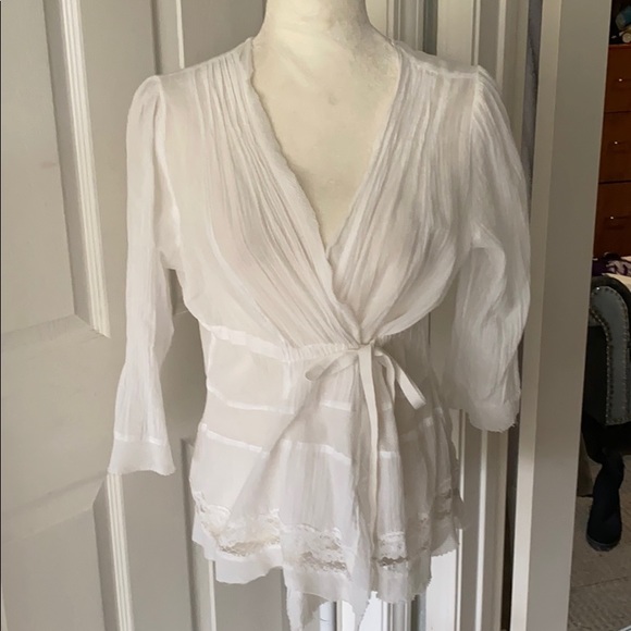 White Cotton Cross Tie Top - Picture 1 of 1